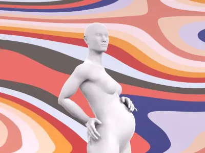 8 months pregnant fashion mannequin pose set 3D model