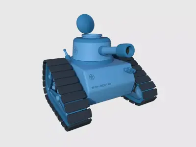War Tank Cartoon A04 Blue - Military Vehicle Low-poly 3D model