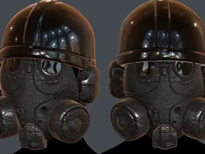 Gas mask helmet 3d model scifi Low-poly  Low-poly 3D model 23