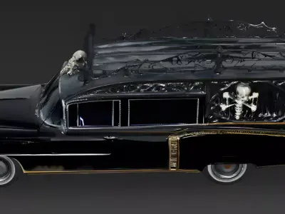 Realistic Gothic Hearse Car 3D Model Low-poly 3D model