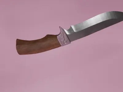 Hunting knife Low-poly 3D model 8