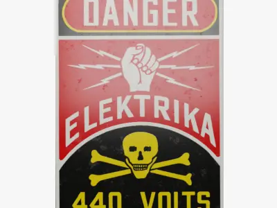 Vintage electric danger sign 02 3D model