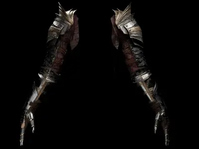  Female Knight Arm Armor Set MidPoly 3D model