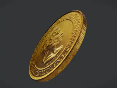 Ancient Realistic Gold Coin Low-poly 3D model