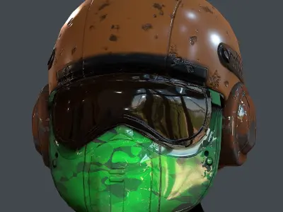 Gas mask helmet 3d model scifi Low-poly Low-poly 3D model Low-poly 3D model 14