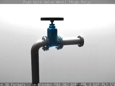 Pipe With Valve Wheel High-Poly  3D model