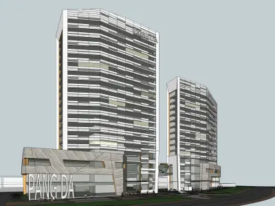 Sketchup Commercial Hotel Office Complex R2 3D model