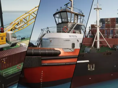 Ships Pack Low-poly 3D model