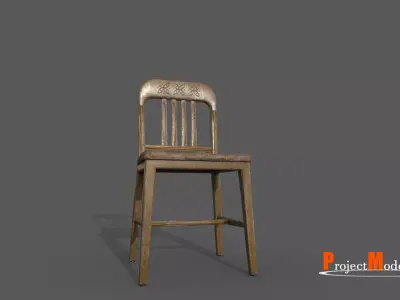 Antique chair Years 1960-1970 Version 002 Low-poly 3D model