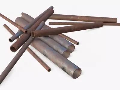 Steel Rusted Pipes Low-poly 3D model