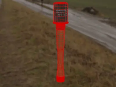 German Stick Grenade  Low-poly 3D model