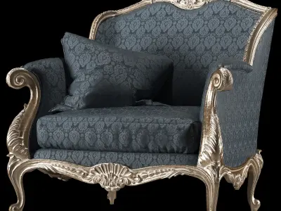 rococo sofa and armchair set 3D model
