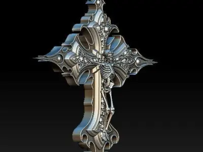 Crucifix of the skeleton 3D model
