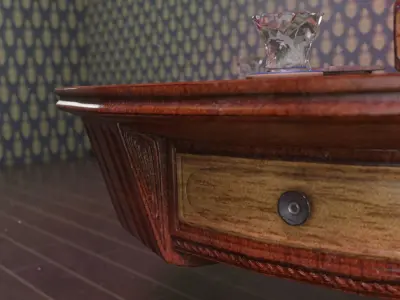 Vintage Table Set Low-poly 3D model