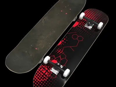 Realistic Rigged Skateboard - Rig for Cinema 4D Low-poly 3D model