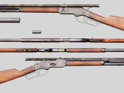 Winchester Model 1873 - Lever Action Rifle Low-poly 3D model