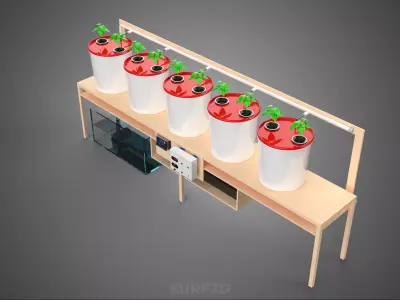 IOT HYDROPONIC PLANT AUTO CONTROL DUTCH BUCKET IRRIGATION SYSTEM 3D model