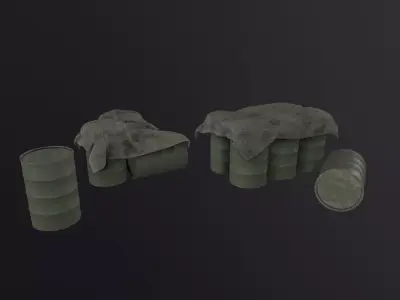 Military Barrel Pack 3D Model Low-poly 3D model