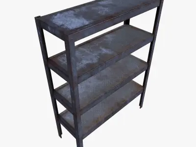 Industrial Rusty Shelf Low Poly Rack Low-poly 3D model