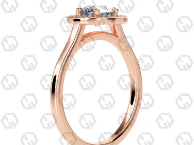 Ring 189 Round Shape Cathedral Halo with Gems 3D print model