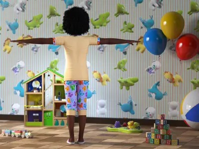 Girl Child Black Home Style Rigged for Maya 3D model