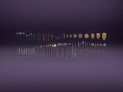 Low Poly Medieval Weapons Low-poly 3D model purchase
