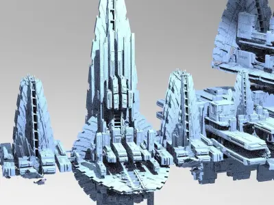 Sci-fi Alien Freighter Launcher Kit bash extended  3D model