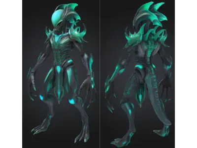 Cyber Alien Overlord Low-poly 3D model