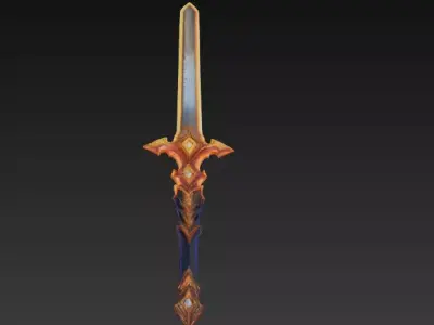 Stylized Fantasy Sword 3D-Golden Ornamental Weapon 3D model