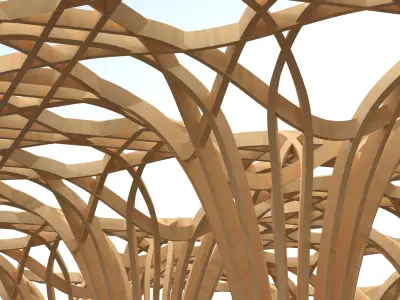 Modular Gothic Timber Pavilion 3D model