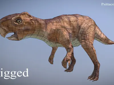 Thai Dinosaur Psittacosaurus Low-poly 3D model