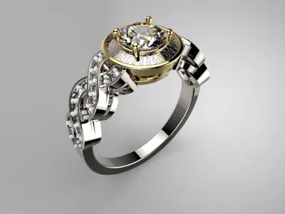 Diamond Halo Engagement Ring Vintage Style Ring 3D print model