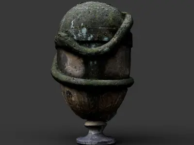 mossy architecture ornament vase part photogrammetry  Low-poly 3D model