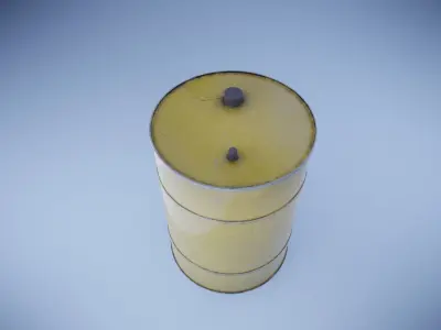 yellow metal barrel Low-poly 3D model