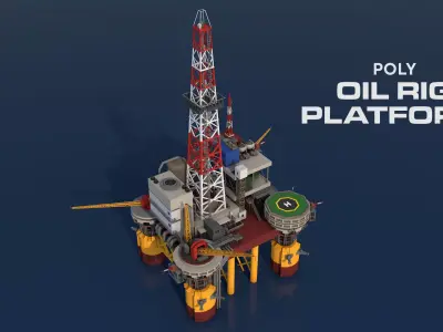 Oil Rig Platform Low-poly 3D model buy