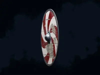Viking shield 2 - War-Torn Low-poly 3D model