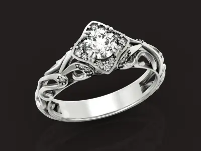 Vintage filigree engagement rings 1347 3D print model