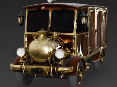 Realistic Steampunk Delivery Truck 3D Model Low-poly 3D model