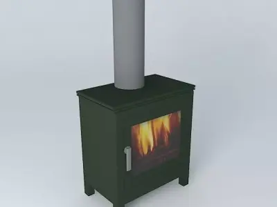 Wood fire burner 3D model