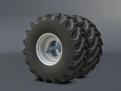 Dual wheels for tractor HTZ-17221 in the collection Free low-poly 3D model