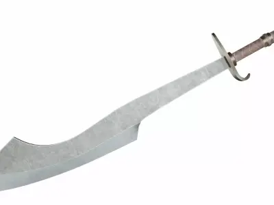Curved sword 17 Low-poly 3D model