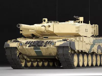 Leopard 2A4 Roketsan MZK Turret Upgrade Plus Interior Edition Low-poly 3D model