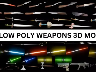 weapons 3d models pack in blender Low-poly 3D model