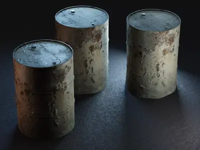 Rusty Metal Barrels PBR Low-poly 3D model