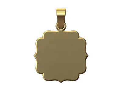 Engravable ornamental square vintage pendant with bail 3D print model
