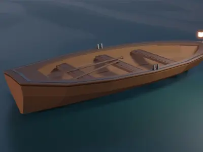 low-poly wooden boat Free low-poly 3D model