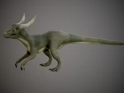 Animated dinosaur in armor Low-poly 3D model