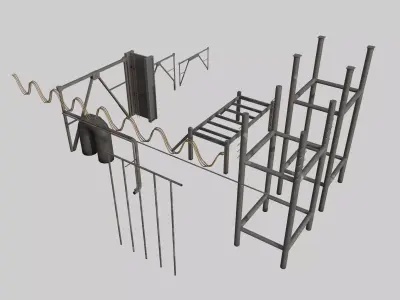 Hanger Pipes and Supports Low-poly 3D model