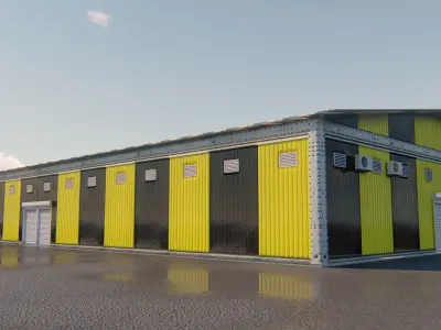 Warehouse with stripes 3D model