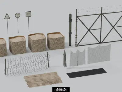 Military Base Kitbash set with over 50 Buildings and Assets 3D model